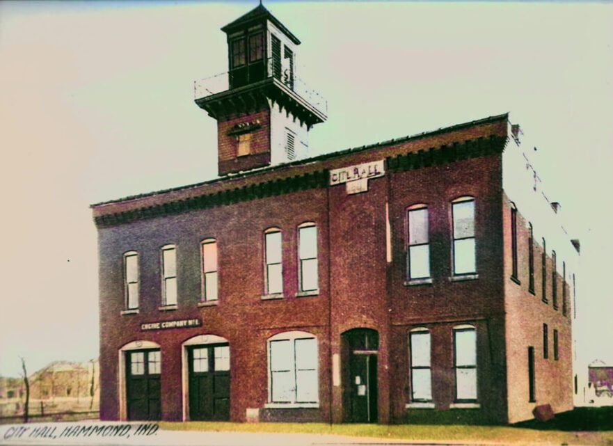 1-C Hammond City Hall, circa 1890. (Colorized 2022)