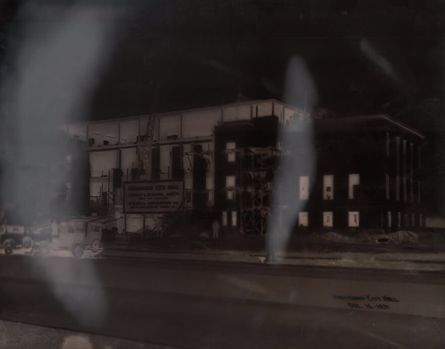 11 Negative Image of Hammond City Hall, east side of building, December 12,1931.