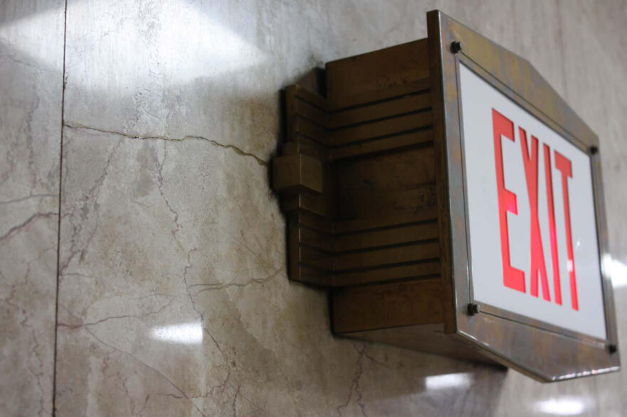 12 Side detail of exit sign.