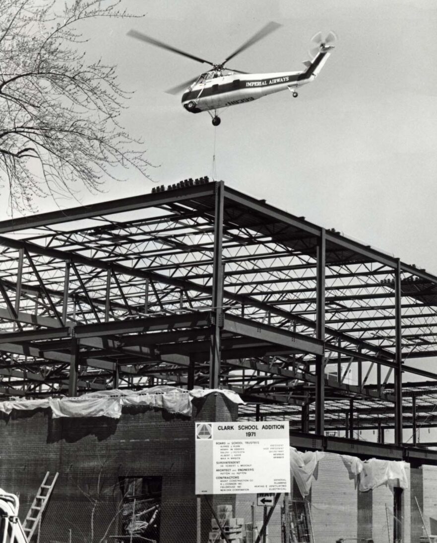 120 Helicopter delivering HVAC to the 1971 addition