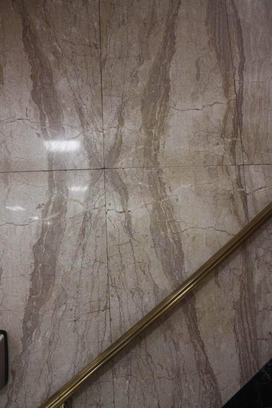 22 Booked marble on wall in stairwell. Note that the design does not only fold left to right but also up and down.