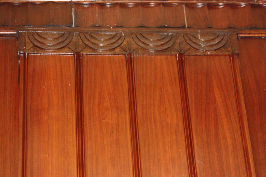 27 Courtroom wall paneling fluted with scallop ornamentation.