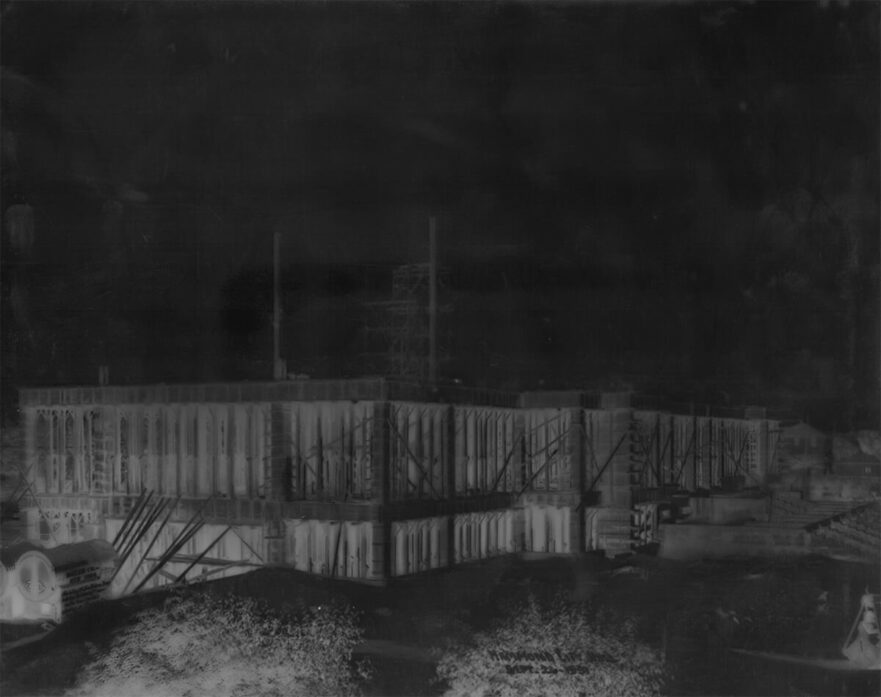 4 Negative image of ground and first floor exterior construction, September 26, 1931.