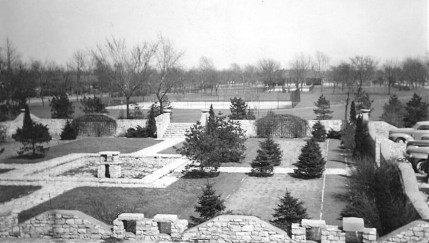 5 Sunken Garden looking east from City Hall, circa 1942.