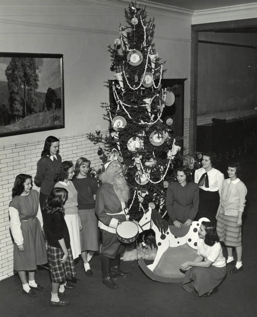 8 Christmas tree in Hammond High School, circa 1950