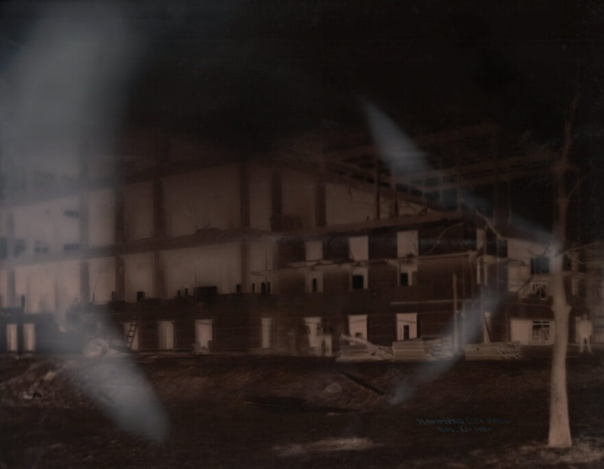 9 Negative image of east side of Hammond city Hall, November 21,1931.